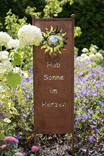Decpero Gartenstele Hab Sonne im Herzen I Rostoptik I 118 cm I Rostschild Garten