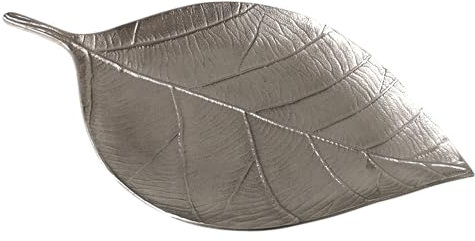 Generisch XL groß Deko Schale Metall Blatt silber Apfelbaum Tablett Schüssel Dekoobjekt 3
