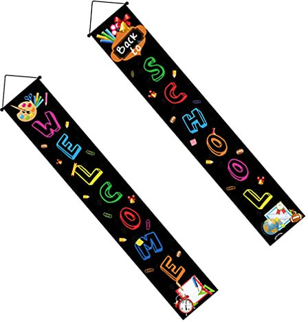 NUOBESTY 1paar Zurück Schule Banner Dekorative Türhänger Für Schulzeit Hochwertige Schulparty-Dekoration Mit Druck Und Leuchtenden Farben Für Schulanfang Und Feierlichkeiten