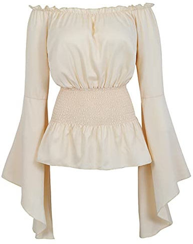 Grebrafan Gothic Bluse Damen Mittelalter Shirt Lange Ärmel Top | Steampunk Bluse Damen für Korsett Fasching