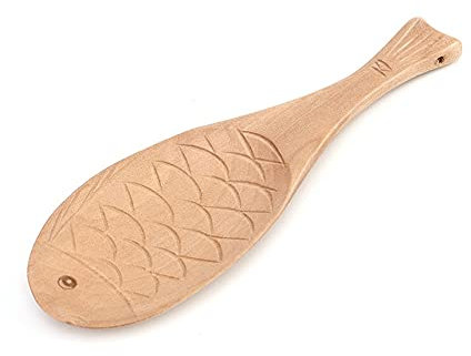 XinYuan Spoons Nanmu Fish-shaped Rice Spoon Rice Paddle Hand-carved Creative Rice Spoon Gift Wooden Spoon Tableware Kitchen Utensil Wholesale Flatware Sets (Color : 02)