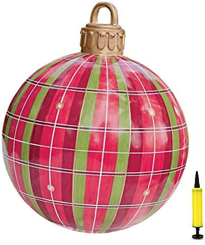 Settoo Weihnachtsdekorationen Weihnachten Aufblasbar Ball 60cm Aus PVC Christbaumkugel,Weihnachtskugel Personalisiert Baumschmuck Weihnachtskugeln (mit Inflatorzylinder)