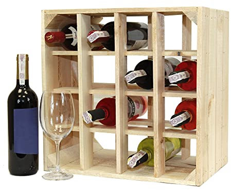 MARWOOD PREMIUM QUALITY Weinregal Getränkeregal Flaschen Wein Regal Flaschenregal Stapelbar I Flaschenkiste aus Kierfenholz Bier Holz Regalkiste Holzkistenregal MOSKAU, 40 x 27 cm
