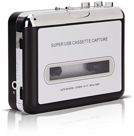 Tragbarer Kassettenspieler, Kassetten-zu-MP3-Konverter, Stereo-3,5-mm-USB-Kassetten-Audio-Musikplayer mit Kopfhörer für Laptop-PC