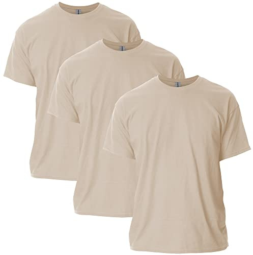 Gildan Adult Ultra Cotton T-Shirt, Style G2000, Multipack, Sand (3-Pack), Medium