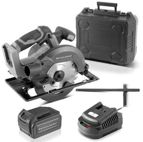 STAHLWERK AKS-20 ST Sega circolare portatile a batteria Tecnologia Brushless con 900 watt e 4.500 giri/min per tagliare legno, PVC, MDF, compensato e altri materiali - 7 anni di garanzia