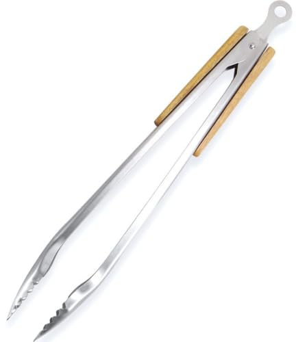 Rapoyo 18-Inch Professional Extra Long Tong with Acacia Wood Grips, Heavy Duty BBQ Tongs (Color : 1-Pack)
