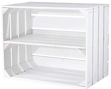 Cajón blanco para zapatero y estantería, estante intermedio largo, aspecto shabby chic, estantería, zapatero, zapatero, zapatero, estantería para cajas de frutas, 50 x 40 x 30 cm (manzanas estilo
