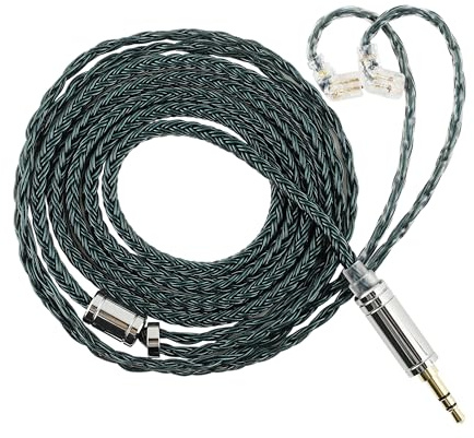 Linsoul Tripowin Zonie IEM Cavo, 16 Core Placcato Argento Cordoni Aggiornati, 1.25m SPC in Ear Monitor Cavi per 7hz Zero:2 Orchestra Lite Cadenza Hype4 Supermix4(Recessed 2pin,3.5mm)(Verde muschio)