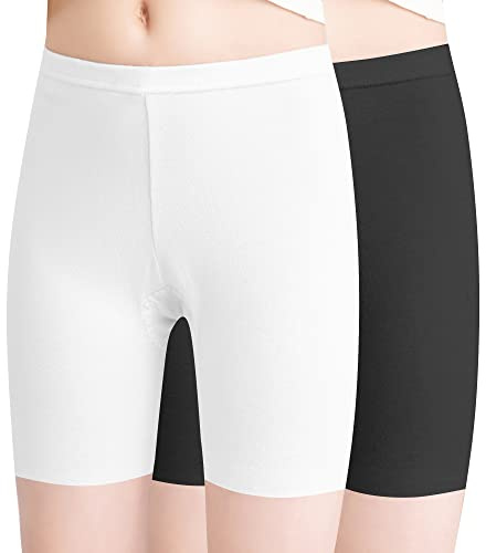 L&K-II 1/2/3-pack flickleggings, korta cykelbyxor av bomull, sommarshorts, enfärgad, flerfärgad 4532, 2-pack – svart vit, 146/152 cm