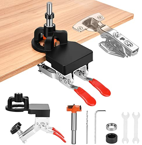 35mm Locher, Scharnier Bohrschablone, Türbohrlochschablone, Tischler Lochsägevorrichtung, Scharnierlochbohrführung Locator Jig Tool, Türschränke Lochöffner für Holzbearbeitung DIY werkzeug