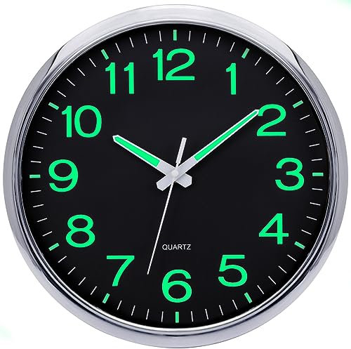 VINILITE Wanduhr ohne Tickgeräusche Leuchtend Küchenuhr Uhr Wand Lautlos Nachtlicht für Wohnzimmer, Küche, Schlafzimmer, Büro, Kinderzimmer