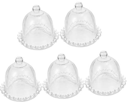 Tofficu 5pcs Transparent Glass Cake Stylish Food Dessert Protectors for Cakes Snacks Pastries Dustproof Easy to Clean for Home Bakery Use