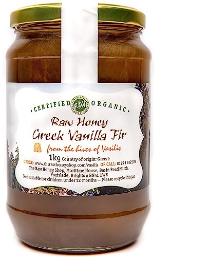 Miel Brut BIO de Sapin Vanillé 1kg - Rare, Activité 18.5, Riche en Antioxydants et Minéraux, Miel 100% Pur et Naturel, Non Filtré, Traçabilité Garantie, Origine Unique Grèce - The Raw Honey Shop