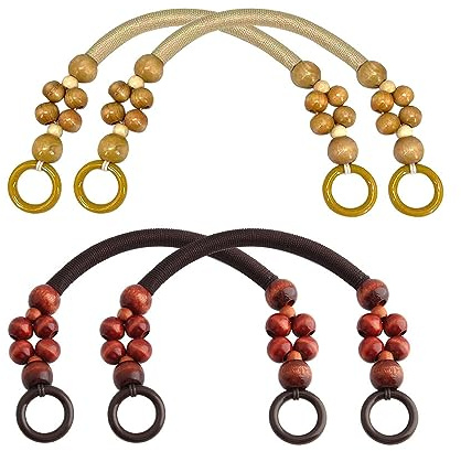 Zasiene Manici per Borse Uncinetto 4 Pezzi Fai da Te Borsetta in Paglia Borsa Tote Accessori per Borsetta in Paglia Borse all'Uncinetto Manici per Borse Fai da Te Accessori per Borse Manici per Borse