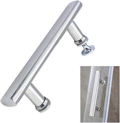 Cokritsm Shower Door Handle 145mm Hole to Hole, Stainless Steel Shower Door Pull Handle Parts Replacement Glass Door Handle knob Silver