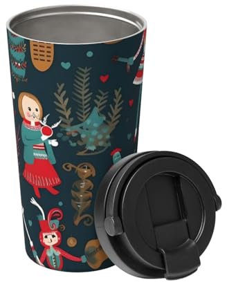 Tasse à café isotherme avec couvercle pour femme - Casse-noisette - Ballet - Danse de Noël - Tasse de voyage en acier inoxydable pour voyage - Tasse à café à double paroi pour le bureau - Tasse à café