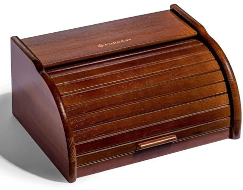 Forgast Portapane Legno Grande, Dimensioni 38x29x18 cm, Contenitore per il Pane, Legno di Faggio Naturale di Alta Qualità, con Coperchio e Sportello Frontale, Ecologico, Colore: Noche