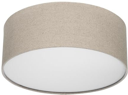 REV Lampada da soffitto a LED - Lampada da soffitto per camera da letto, soggiorno e cucina rotonda 30 cm con paralume in tessuto in stile vintage, tortora