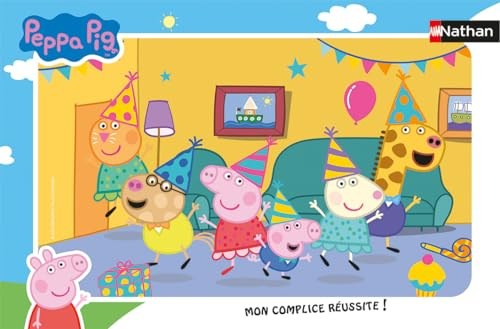 Nathan - Kinderpuzzle - 15-teiliger Rahmen - Peppa Pigs Geburtstag - Mädchen oder Junge ab 3 Jahren - Hochwertiges Puzzle - Dicker und Stabiler Karton - Täglich - 12001093