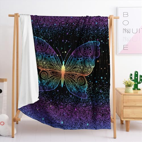 Manta Mariposa De Mandala Cubre Sofa Mantas para Cama De Franela,Cobijas De Invierno Extra Suave,Manta Polar,Mantas para Sofa,Plaid Sofa（80X150Cm）