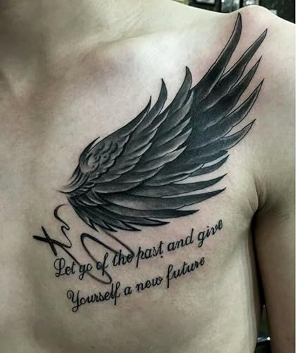 GoDdis 2 Wings Juice Temporary Tattoo Fake Tattoo Stickers Herbal Semi-Permanent Waterproof Non-Reflective Chest Long-Lasting Men Lasting For Two Weeks
