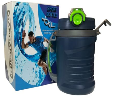 DANCAR-SR - Bottiglia d'acqua da 2 litri - Borraccia termica sportiva - Bottiglia d'acqua palestra con cannuccia chiusura igienica a goccia - Caraffa d'acqua senza BPA (BLU MARINO)