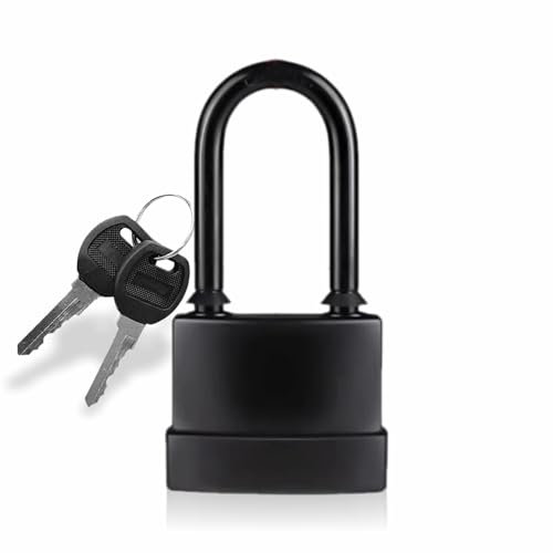 LORD C Lucchetti Lucchetto lungo da esterno, resistente, impermeabile, ad arco lungo, con 2 chiavi, ad alta sicurezza, in acciaio, serrature da 45 mm, per capannoni, garage, cancelli da giardino, port