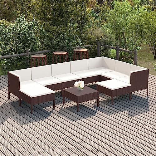 DYRJDJWIDHW europaletten,gartenmöbel Set,palettenkissen,10-TLG. Garten-Lounge-Set mit Auflagen Poly Rattan BraunGeeignet für Garten, Swimmingpool, Wohnzimmer, Terrasse