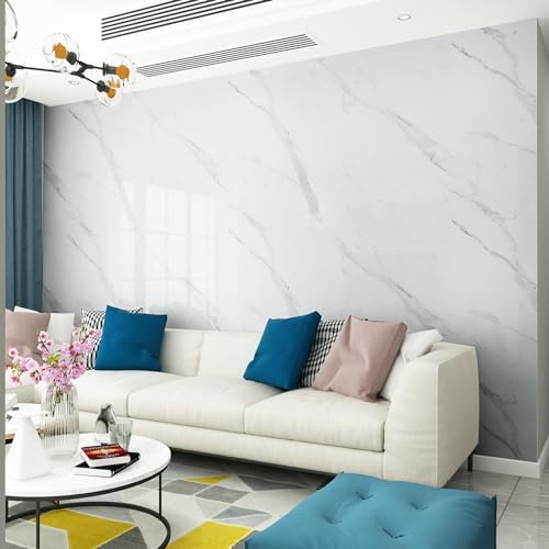 JSEVEM 122CM×2M Extra Breit Weiße Grau Marmor Muster Tapete Selbstklebend Weiß Graue Möbel Klebefolie Steinoptik Wandtapete Selbstklebende Marmoroptik Wohnzimmer Wasserdichte Möbelfolie Badezimer