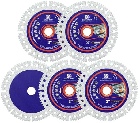 BRSCHNITT Disco indistruttibile per smerigliatrice 75MM 5pcs-10MM Arbor Dischi da taglio multifunzionali per taglio liscio, smussatura, smerigliatura di materiali