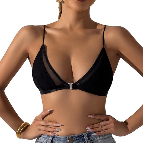 Cotorance Brasier de algodón para mujer, sin aros, sin forro, cierre frontal y triangular