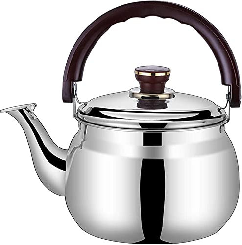 MYVVKIA Teapot Whistling Tea Kettle Silver Camping Teapot Anti-Scalding Handle Whistling Kettle Thick Stainless Steel Kettles Suitable for Various Stoves