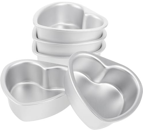 Zerodeko 5 Per Torte In Alluminio A Forma Di Cuore Per Torte Antiaderenti Resistenti Calore Teglie Per Torte Per Matrimoni Compleanni Feste Di Natale