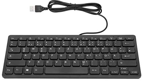 KIMISS K-1000 Ultra Slim -Tastatur mit Kabel – 78 Tasten, Ergonomische PC-Tastatur für Russisch, Französisch und Deutsch – für Laptops und Desktops (Deutsches QWETZ-Layout)