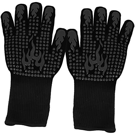 BIUDECO 1paar Hitzebeständige Ofenhandschuhe Flexible BBQ Handschuhe Für Sicheres Grillen Und Backen Isoliert Rutschfester Griff Für Küchenbedürfnisse