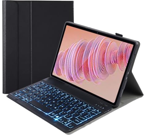 leleyo Funda Teclado para Lenovo Tab Plus de 11,5 Pulgadas Cover Inteligente con Teclado retroiluminado Bluetooth inalámbrico extraíble magnética QWERTY para Tab Plus 2024 (Negro)