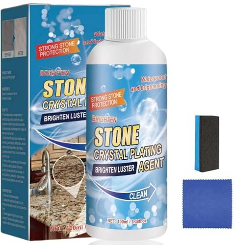 Detergente per Smacchiatore di Pietre,Stone Stain Remover Cleaner,Detergente per Macchie di Olio per Marmo da Cucina,Agente Lucidante per Pietre,per Marmo,Granito,Piastrelle,100 ml