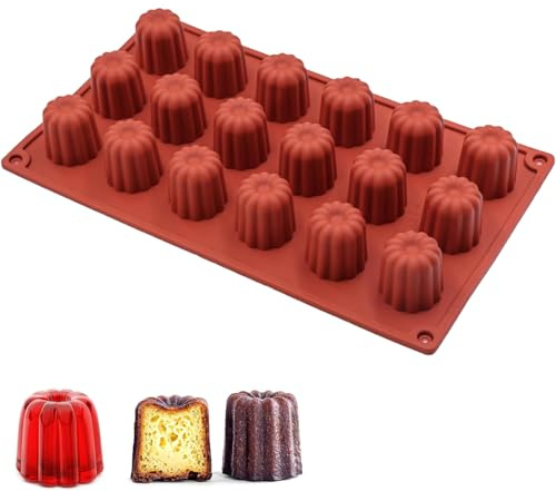 YXHZVON 18 Mulden Mini Cannelé Silikonform, Pralinenform Silikon Cannelé , BPA-frei Schokolade Form für Schokolade Süßigkeit Pudding (Ziegelrot) | Lebensmittelechtes Silikon BPA-frei Hitzebeständig -40 °C ~240 °C Ideal für Backöfen Gefrierschränke und Geschirrspüler