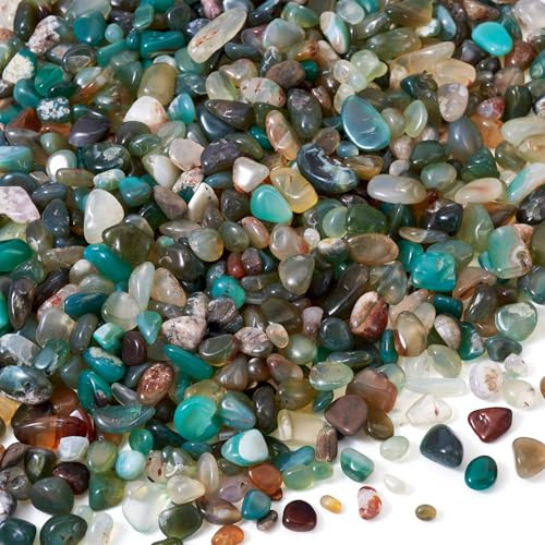 Pandahall Perline di agata naturale da 500 g, 8-12 mm, senza foro, chip di cristallo schiacciato, pietre irregolari, pietre preziose burattate, perline per la creazione di gioielli, vasi, decorazioni