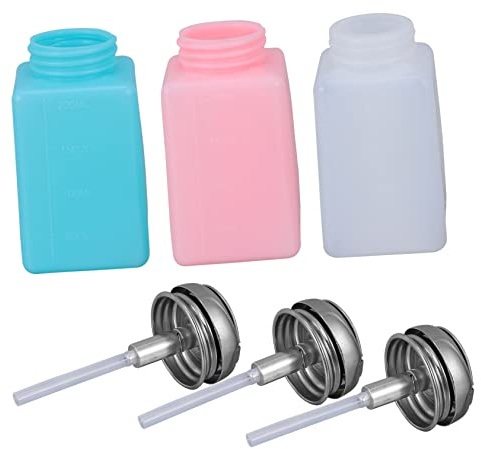 OATIPHO 3 Stück Nagellack Entferner Pressflasche 200ml Nachfüllbar Flüssigkeitspresse Kunststoff Weiß Rosa Blau Antiverdunstung Nagel Reinigungsflasche Für Make up Und Nagelpflege