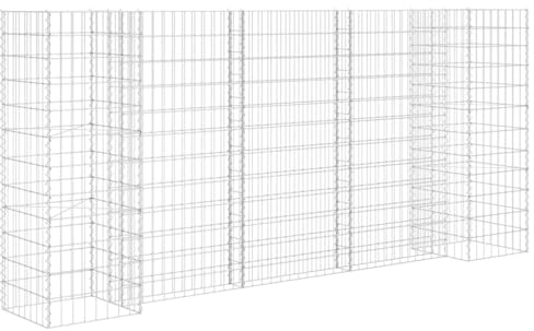 Gecheer Silver Steel Wire Gabion Planter, 260x40x120cm, High Load Capacity, Easy Assembly Required Model145662