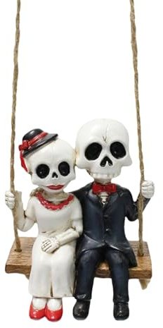 de Esqueleto de Halloween para Parejas, decoración Colgante de Resina, Escultura Espeluznante de Vacaciones, Figura oscilante con diseño detallado, Acento Espeluznante para Ventana, Aleros