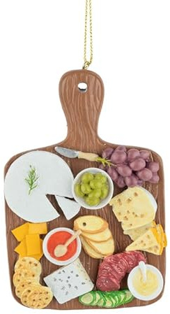 The Bridge Collection Cheese Board Christmas Ornament – Resin Charcuterie Holiday Food Decoration – Gourmet Cheese Tray Ornament with Realistic Detail