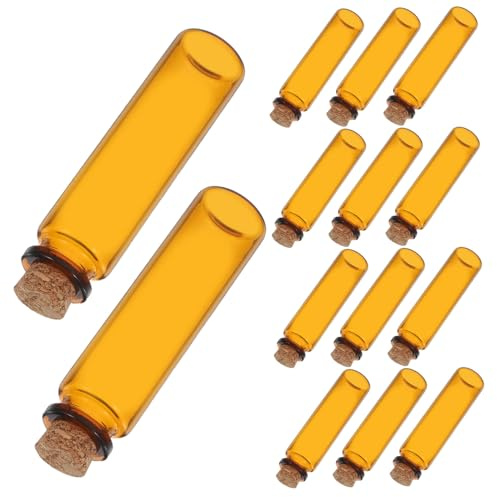 TOYANDONA 24 Piezas Botellas de Vidrio Marrón Pequeñas Tapón de Corcho Frascos Versátiles para Aceites Esenciales Té y Proyectos de Arte DIY Frascos Herméticos para Manualidades y Regalos