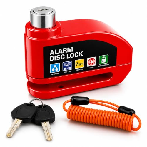 BUILDEXO Bremsscheibenschloss mit Alarm 110 dB, Motorrad, Roller, E-Bike