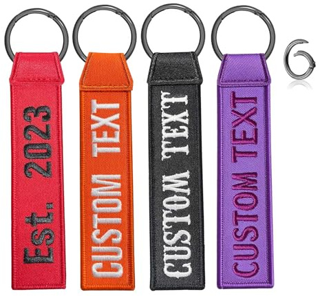 Porte-clef Personnalisable,double face brodé votre texte, accessoires de porte - clés de voiture moto scooter de vélo,porte-cléss cadeaux personnalisés pour couples, familles et amis