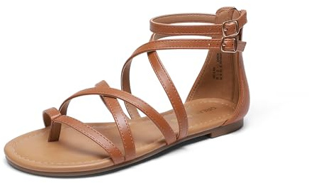 DREAM PARIRS Dam dressy gladiator sommar kors bandsandaler bekväma platta vardagliga strand fiskare stringsandaler