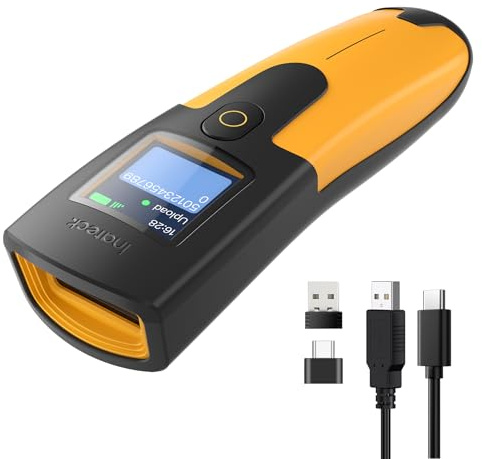 Inateck Barcode Scanner Kabellos 1D, Handscanner Kleine Tasche für Inventar, 3 in1 Bluetooth & USB Kabel & 2.4G Wireless, für PC Tablet Android iOS POS, mit APP und SDK, Nano 230D