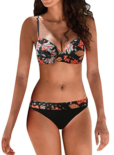 Ropa Mujer Verano 2026 BañAdor Talla Grande Bikinis Retro con Estampado para Mujer, Traje de baño Sexy con realce, Conjunto de Bikini Piezas, Traje Bikini Aros Sin Relleno Bikinis Mujer 2026